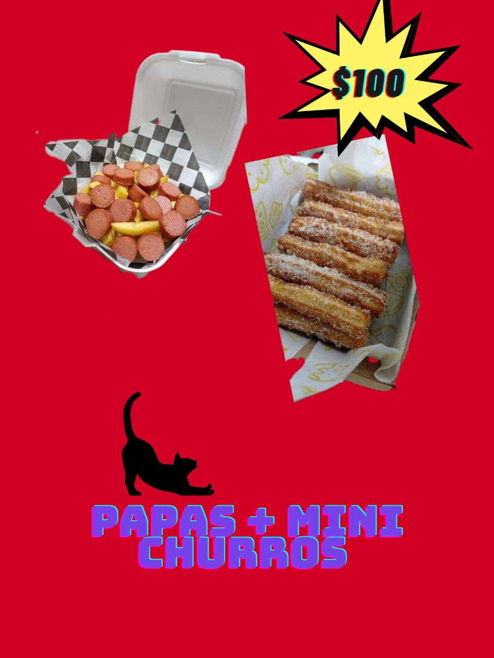 PAPAS A LA FRANCESA + MINI CHURROS